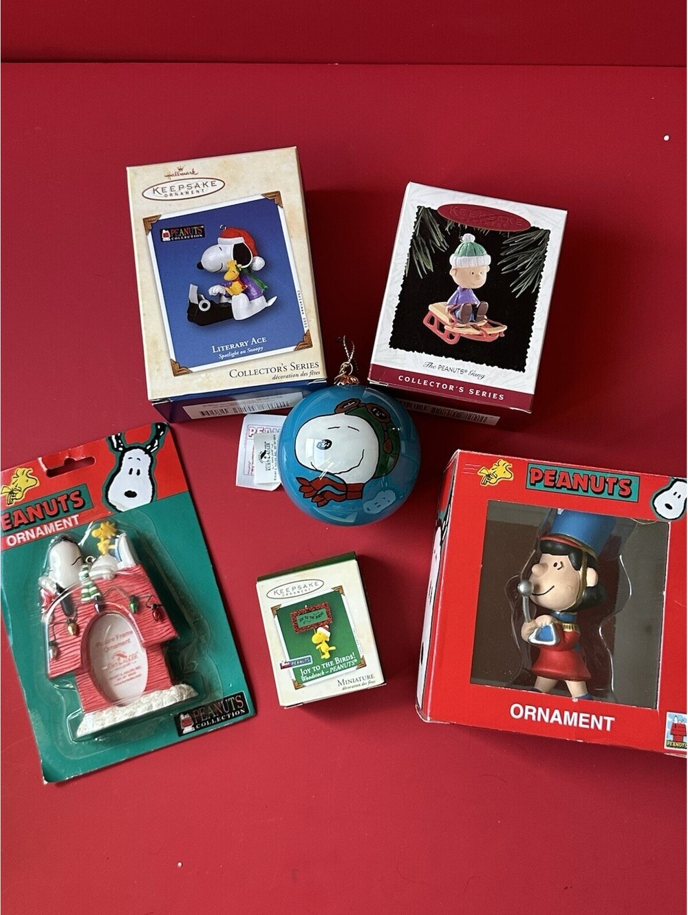 Snoopy Peanuts And The Gang Christmas Ornament Set Of 6 With New In Boxes